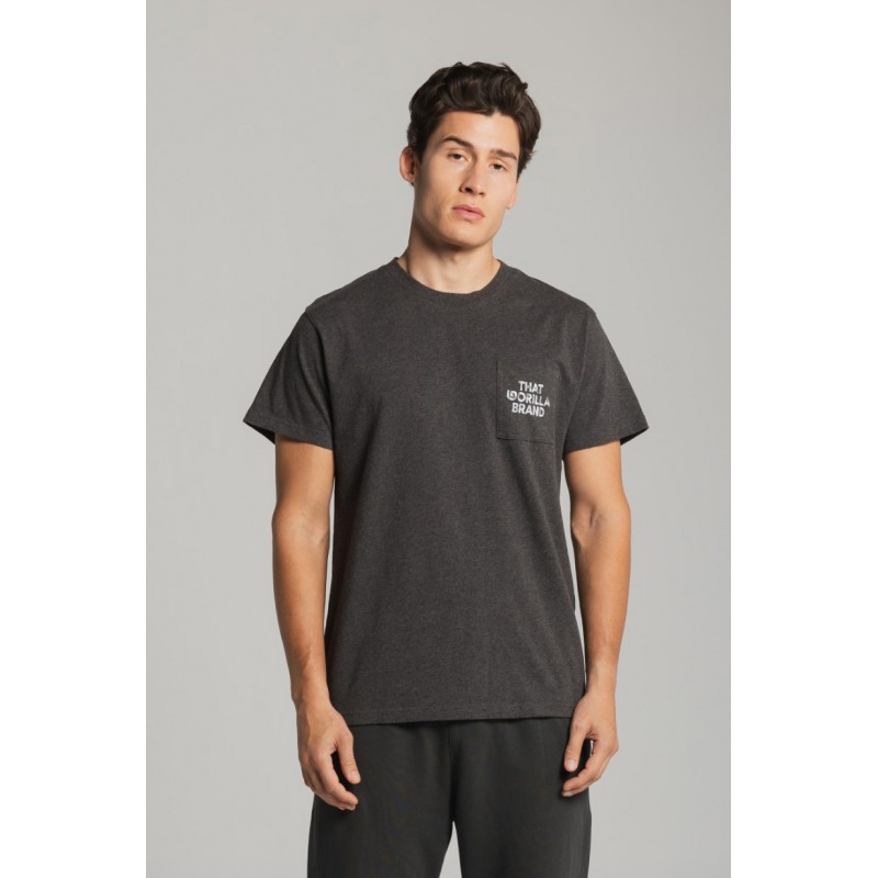 THAT GORILLA BRAND KISORO WATERCOLOUR GORILLA POCKET T CHARCOAL