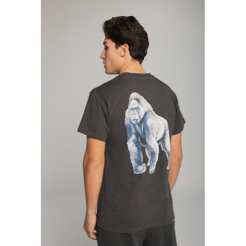 THAT GORILLA BRAND KISORO WATERCOLOUR GORILLA POCKET T CHARCOAL