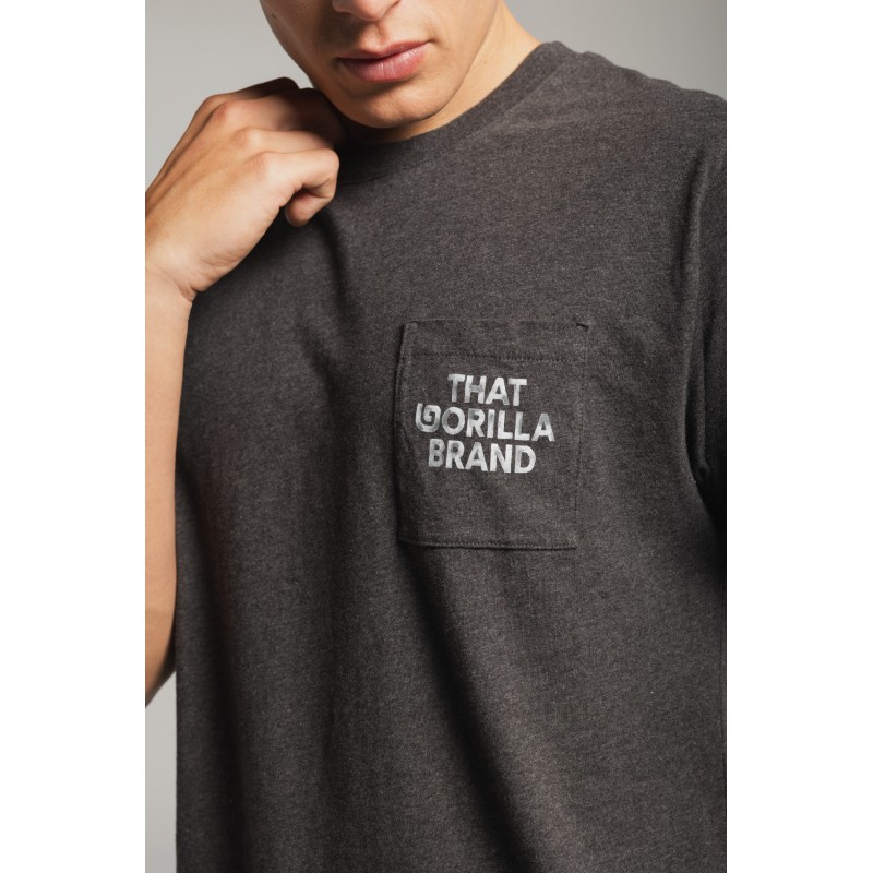THAT GORILLA BRAND KISORO WATERCOLOUR GORILLA POCKET T CHARCOAL
