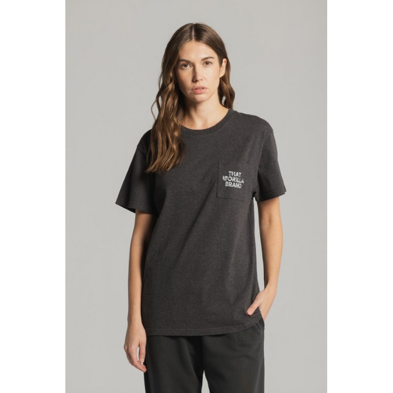 THAT GORILLA BRAND KISORO WATERCOLOUR GORILLA POCKET T CHARCOAL