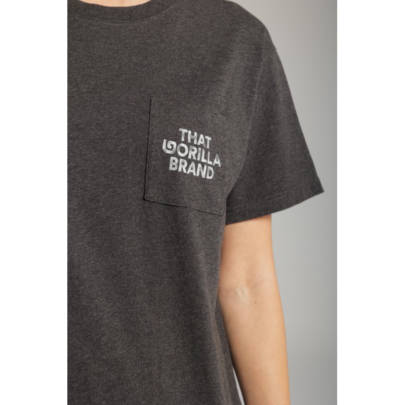 THAT GORILLA BRAND KISORO WATERCOLOUR GORILLA POCKET T CHARCOAL