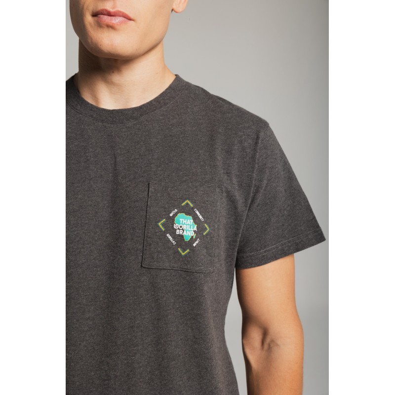 THAT GORILLA BRAND KISORO COMMUNITY POCKET T CHARCOAL MELANGE