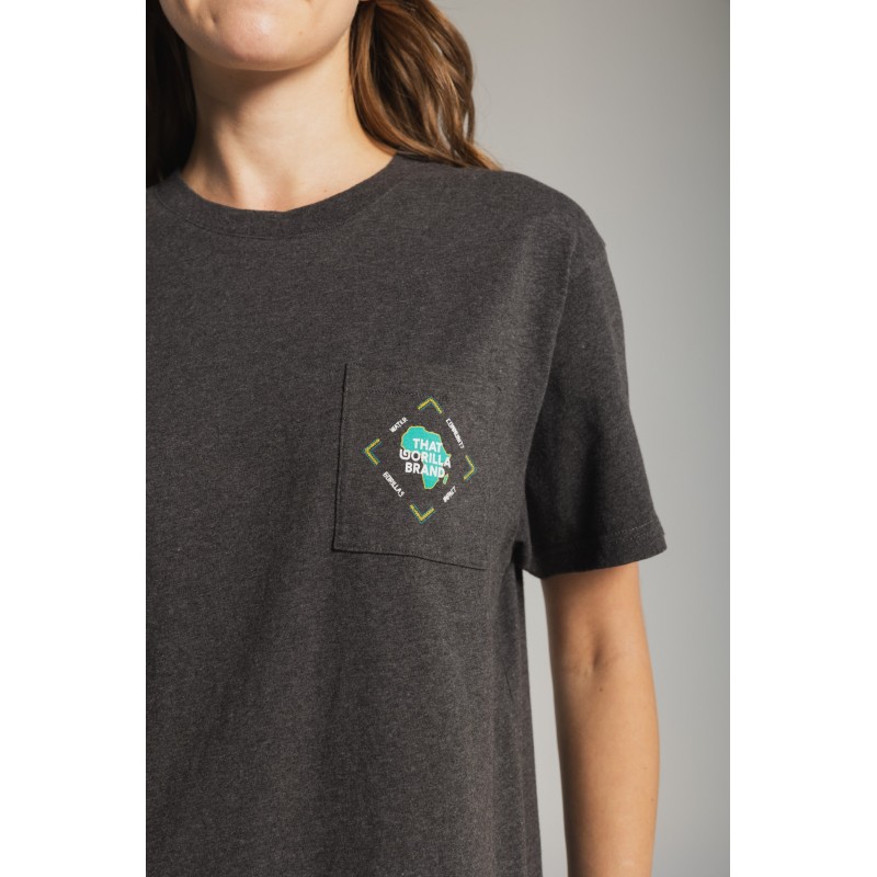 THAT GORILLA BRAND KISORO COMMUNITY POCKET T CHARCOAL MELANGE