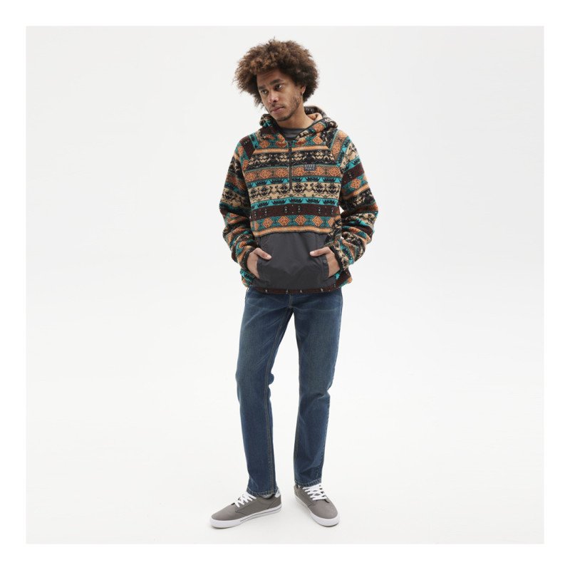 HYDROPONIC Fleece Hoodie DALTON Brown Turquoise