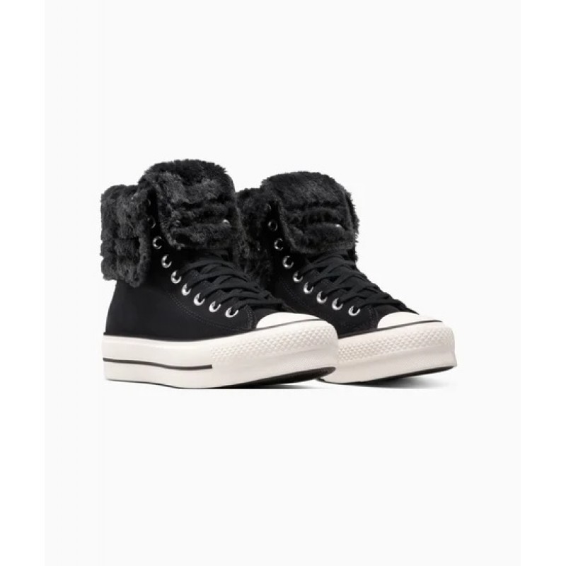 CONVERSE CHUCK TAYLOR ALL STAR FOLD-OVER LIFT PLATFORM XHI FAUX FUR