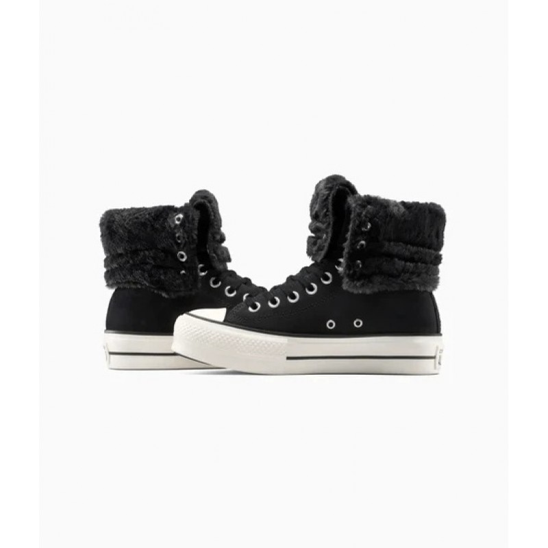 CONVERSE CHUCK TAYLOR ALL STAR FOLD-OVER LIFT PLATFORM XHI FAUX FUR