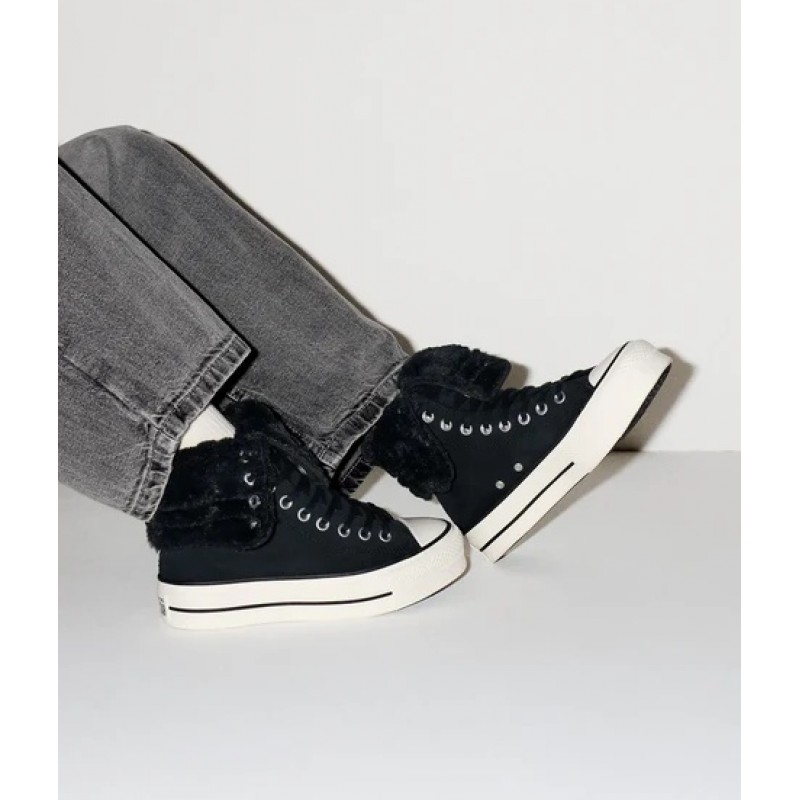 CONVERSE CHUCK TAYLOR ALL STAR FOLD-OVER LIFT PLATFORM XHI FAUX FUR