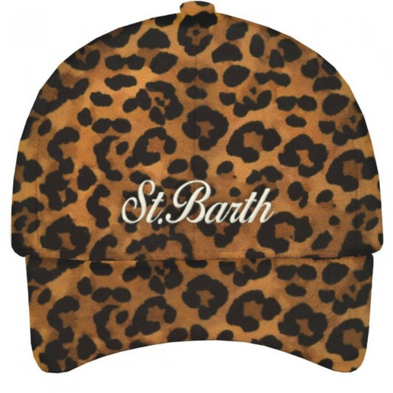 MC2 SAINT BARTH BASEBALL VELVET-HAT-LEOPARD 18 EMB