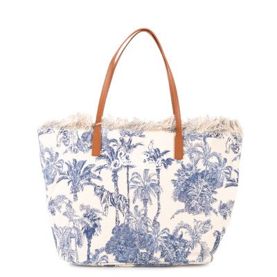 MC2 SAINT BARTH CITY BAG FRINGE-SHOULDER BAG-CANVAS JUNGLE OCEA