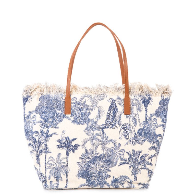 MC2 SAINT BARTH CITY BAG FRINGE-SHOULDER BAG-CANVAS JUNGLE OCEA