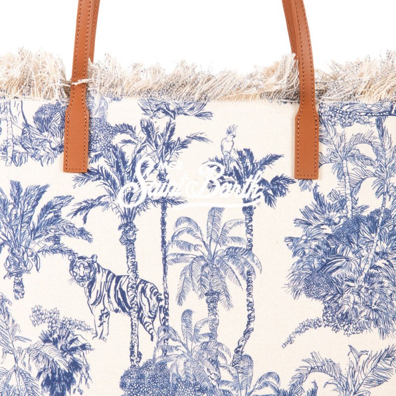 MC2 SAINT BARTH CITY BAG FRINGE-SHOULDER BAG-CANVAS JUNGLE OCEA