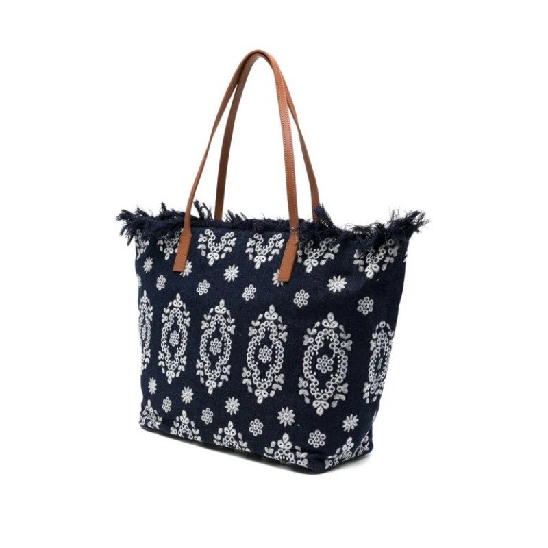 MC2 SAINT BARTH CITY BAG FRINGE-SHOULDER BAG-SANGALLO DENIM DARK EMB