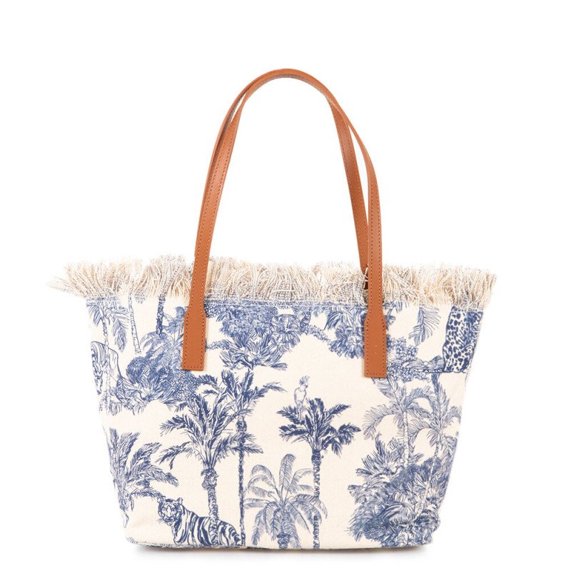MC2 SAINT BARTH CITY BAG MID FRINGE-SHOULDER BAG-CANVAS JUNGLE