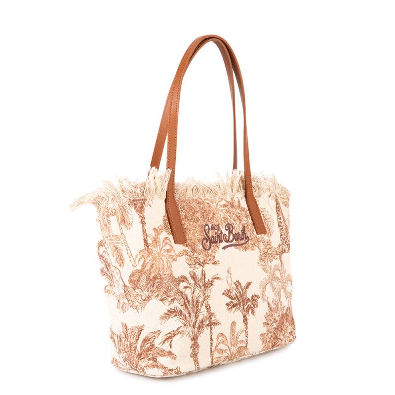 MC2 SAINT BARTH CITY BAG MID FRINGE-SHOULDER BAG-CANVAS JUNGLE
