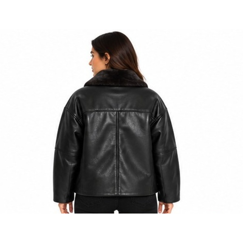 MC2 SAINT BARTH CLISIA FAUX LEATHER-WOMAN  JACKET-00 BLACK