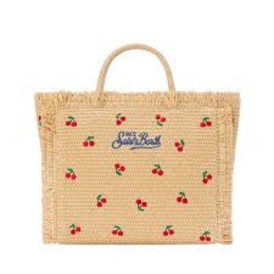 MC2 SAINT BARTH COLETTE STRAW N-HAND BAG WITH STRAP-CHERRY 41 E
