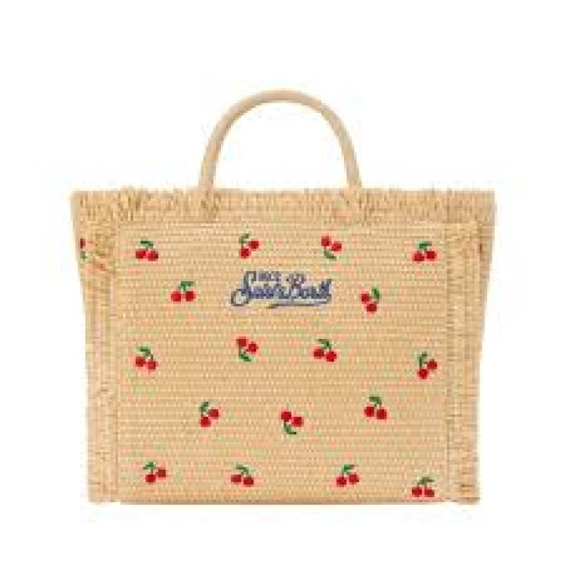 MC2 SAINT BARTH COLETTE STRAW N-HAND BAG WITH STRAP-CHERRY 41 E