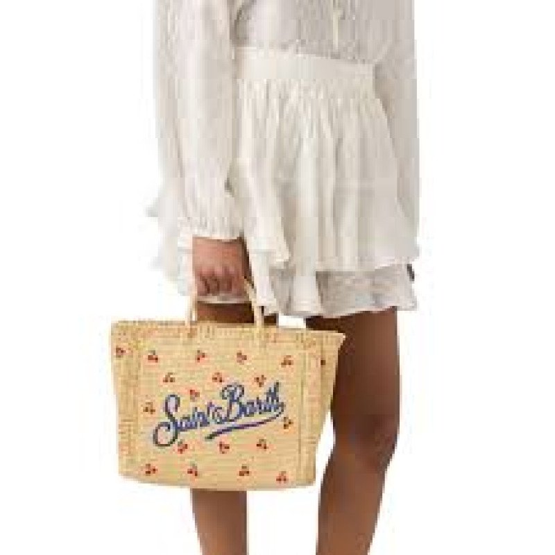 MC2 SAINT BARTH COLETTE STRAW N-HAND BAG WITH STRAP-CHERRY 41 E