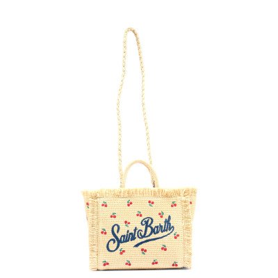 MC2 SAINT BARTH COLETTE STRAW N-HAND BAG WITH STRAP-CHERRY 41 EMB
