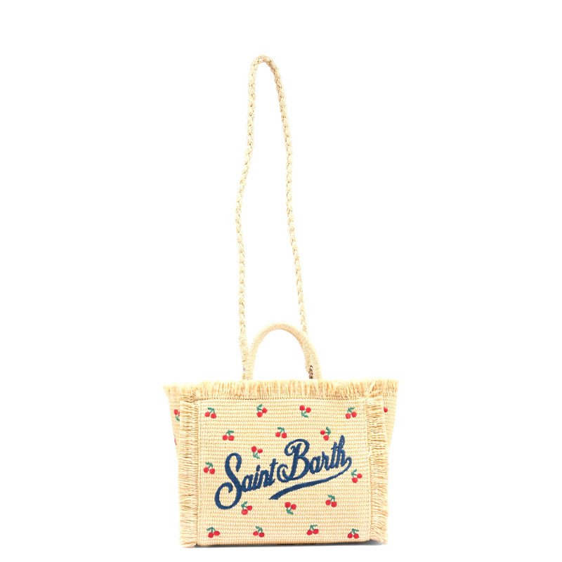 MC2 SAINT BARTH COLETTE STRAW N-HAND BAG WITH STRAP-CHERRY 41 EMB