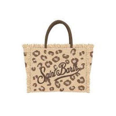 MC2 SAINT BARTH COLETTE STRAW N-HAND BAG WITH STRAP-LEOPARD 18