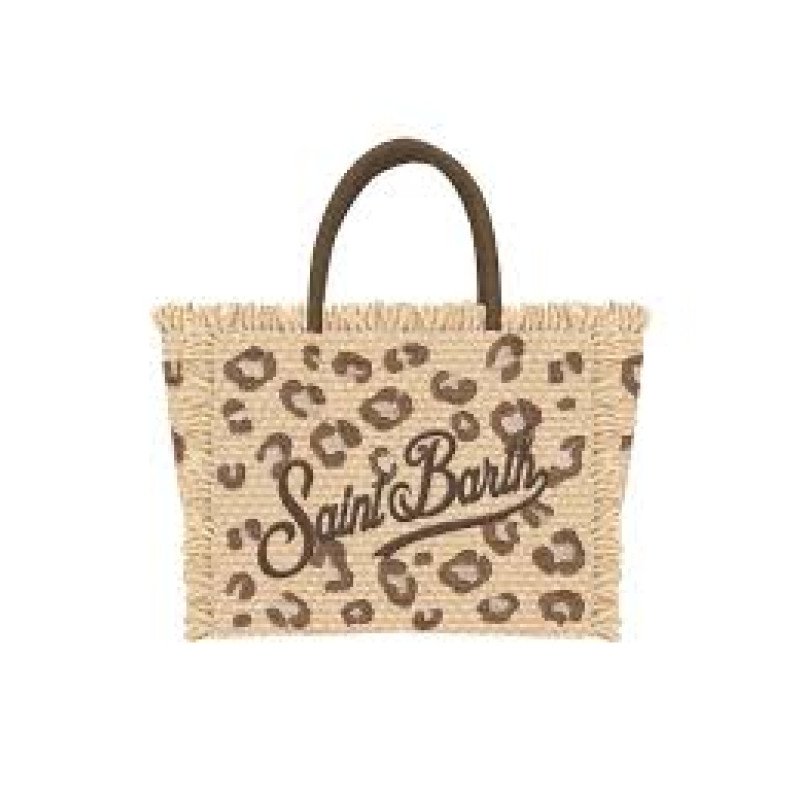 MC2 SAINT BARTH COLETTE STRAW N-HAND BAG WITH STRAP-LEOPARD 18