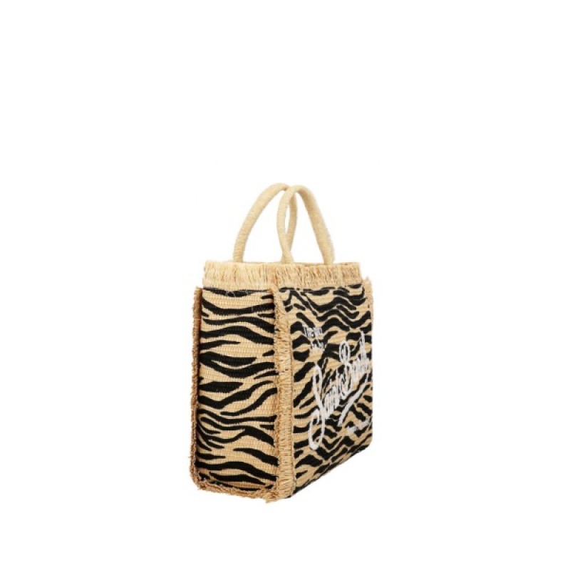 MC2 SAINT BARTH COLETTE STRAW N-STRAW BAG WITH HANDLE-ZEBRA 0010 EMB
