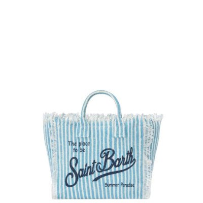 MC2 SAINT BARTH COLETTE LINEN-HAND BAG WITH STRAP-LINEN STRIPES