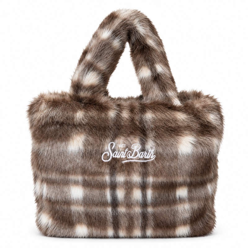 MC2 SAINT BARTH COLETTE SOFT FUR-HAND BAG WITH STRAP-TARTAN 181