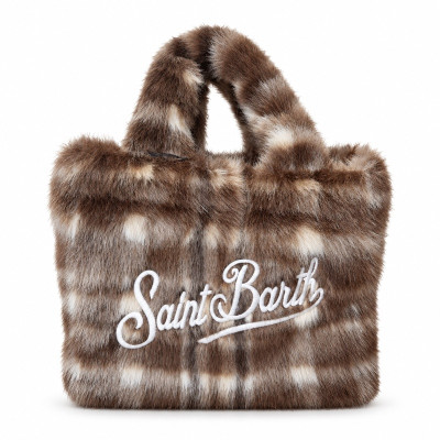 MC2 SAINT BARTH COLETTE SOFT FUR-HAND BAG WITH STRAP-TARTAN 181