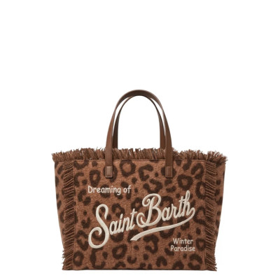 MC2 SAINT BARTH COLETTE FELT N-HAND BAG WITH STRAP-MAXI LEOPARD