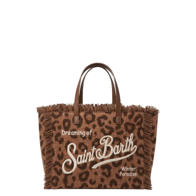 MC2 SAINT BARTH COLETTE FELT N-HAND BAG WITH STRAP-MAXI LEOPARD