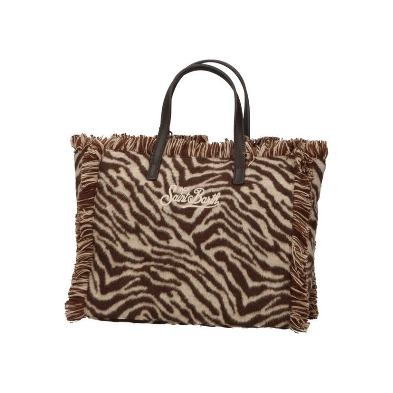 MC2 SAINT BARTH COLETTE FELT N-HAND BAG WITH STRAP-ZEBRA 1118 EMB