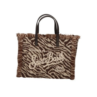 MC2 SAINT BARTH COLETTE FELT N-HAND BAG WITH STRAP-ZEBRA 1118 EMB