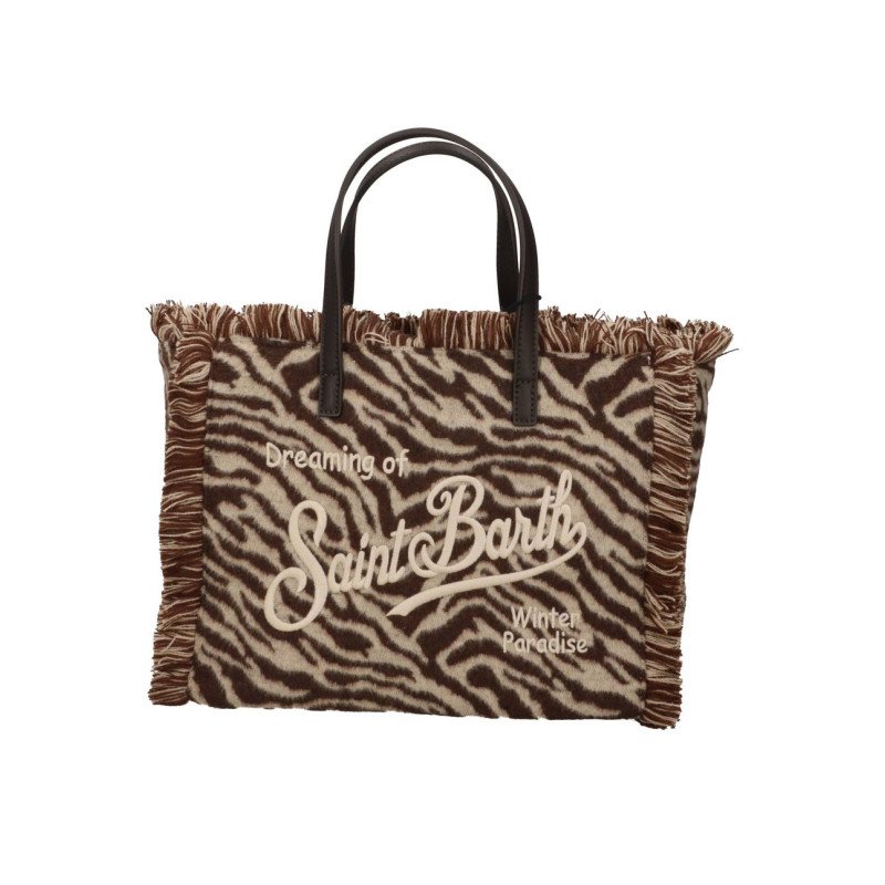 MC2 SAINT BARTH COLETTE FELT N-HAND BAG WITH STRAP-ZEBRA 1118 EMB