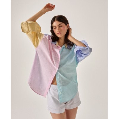 MC2 SAINT BARTH CRISTAL-LONG SLEEVE SHIRT-SEERSUCKER STRIPES V MIX EMB