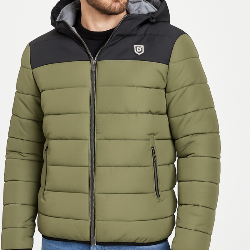 DENIMIND  SLIM PUFFER  JACKET 903 OLIVE - BLK