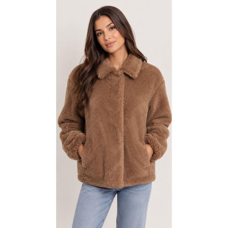 MC2 SAINT BARTH JEANNE TEDDY-WOMAN JACKET-19 CAMEL SB PATCH