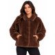 MC2 SAINT BARTH JEANNE TEDDY-WOMAN JACKET-18 BROWN SB PATCH