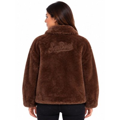 MC2 SAINT BARTH JEANNE TEDDY-WOMAN JACKET-18 BROWN SB PATCH MC2 SAINT BARTH JEANNE TEDDY-WOMAN JACKET-18 BROWN SB PATCH