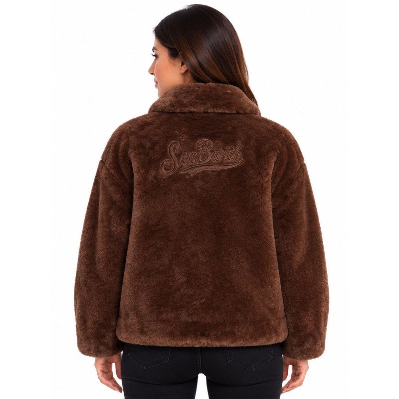MC2 SAINT BARTH JEANNE TEDDY-WOMAN JACKET-18 BROWN SB PATCH