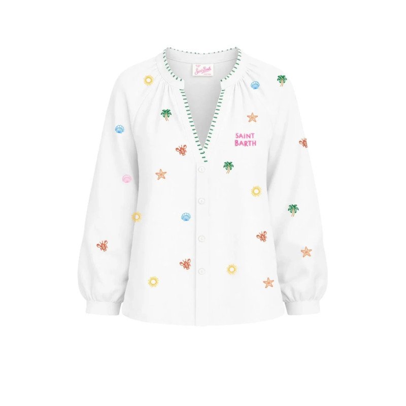 MC2 SAINT BARTH LIONA-LONG SLEEVE SHIRT-COTTON ALLOVER SEA 01 E