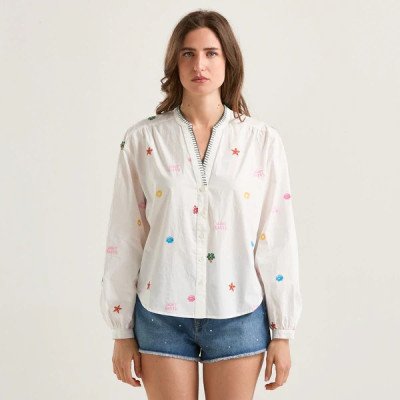 MC2 SAINT BARTH LIONA-LONG SLEEVE SHIRT-COTTON ALLOVER SEA 01 E