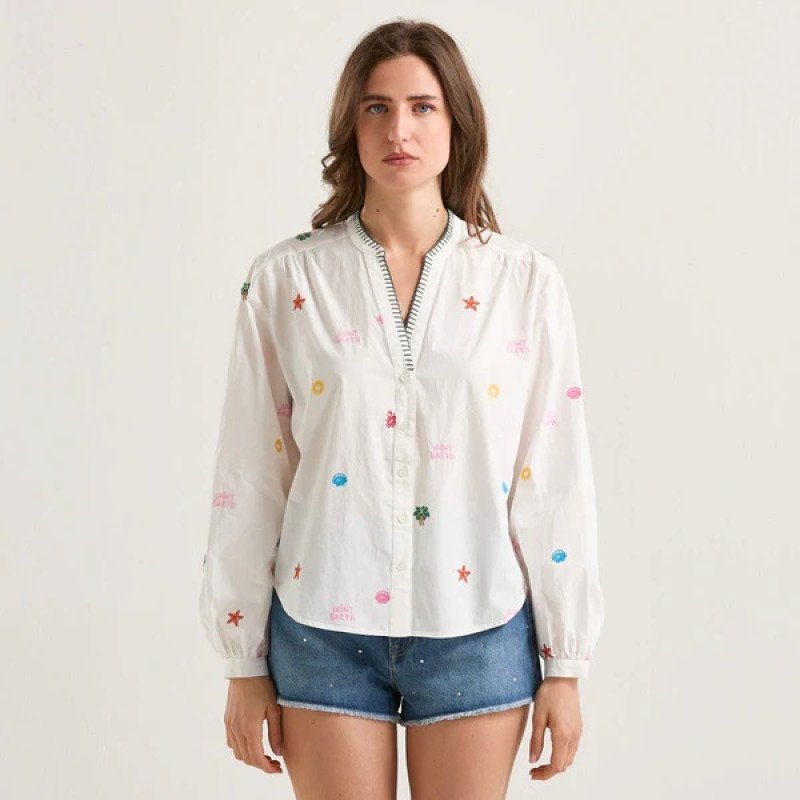 MC2 SAINT BARTH LIONA-LONG SLEEVE SHIRT-COTTON ALLOVER SEA 01 E
