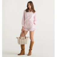 MC2 SAINT BARTH MEAVE-WOMAN PULLUP SHORTS-COTTON SB BEACH STRIP