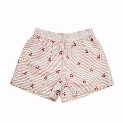 MC2 SAINT BARTH MEAVE-WOMAN PULLUP SHORTS-SEERSUCKER STRIPES V CHERRY 11 EMB