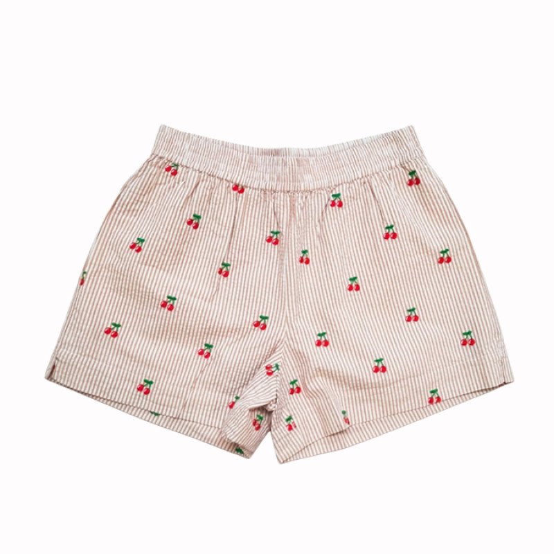 MC2 SAINT BARTH MEAVE-WOMAN PULLUP SHORTS-SEERSUCKER STRIPES V CHERRY 11 EMB