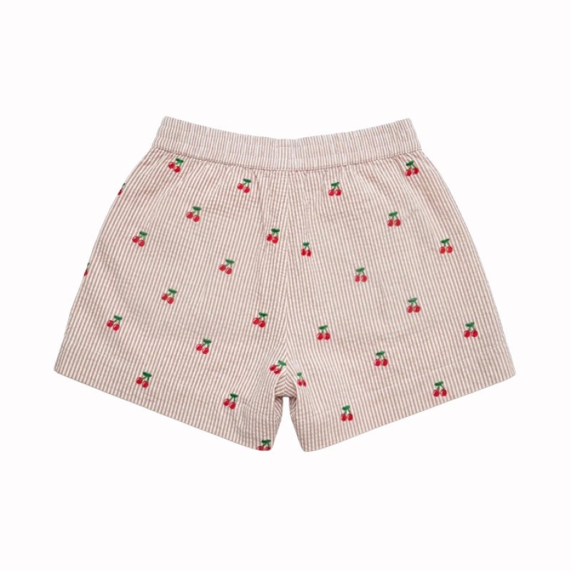 MC2 SAINT BARTH MEAVE-WOMAN PULLUP SHORTS-SEERSUCKER STRIPES V CHERRY 11 EMB