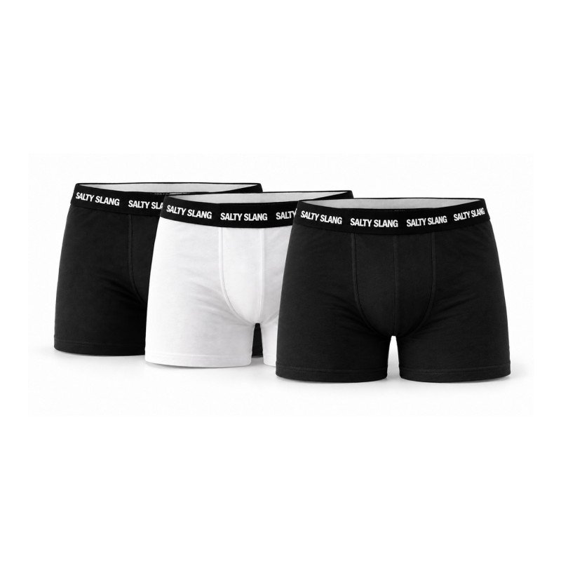 SALTY SLANG 3 PACK BOXERS 1 WHT 2 BLK