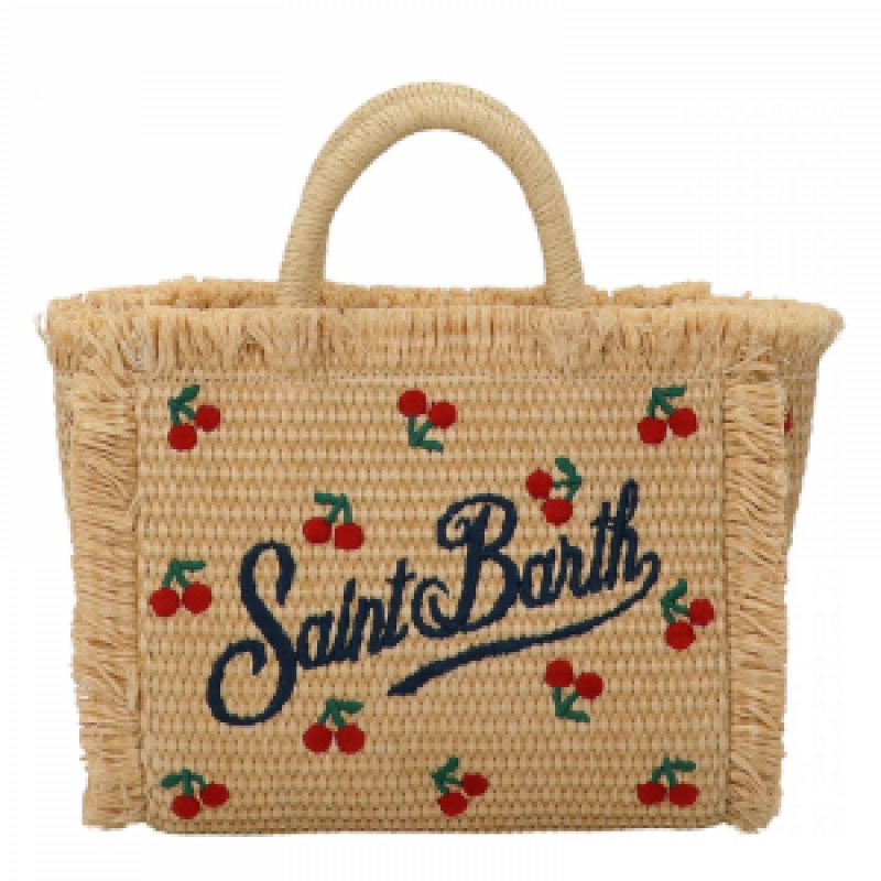 MC2 SAINT BARTH VANITY MINI STRAW N-SMALL BAG WITH STRAP-CHERRY